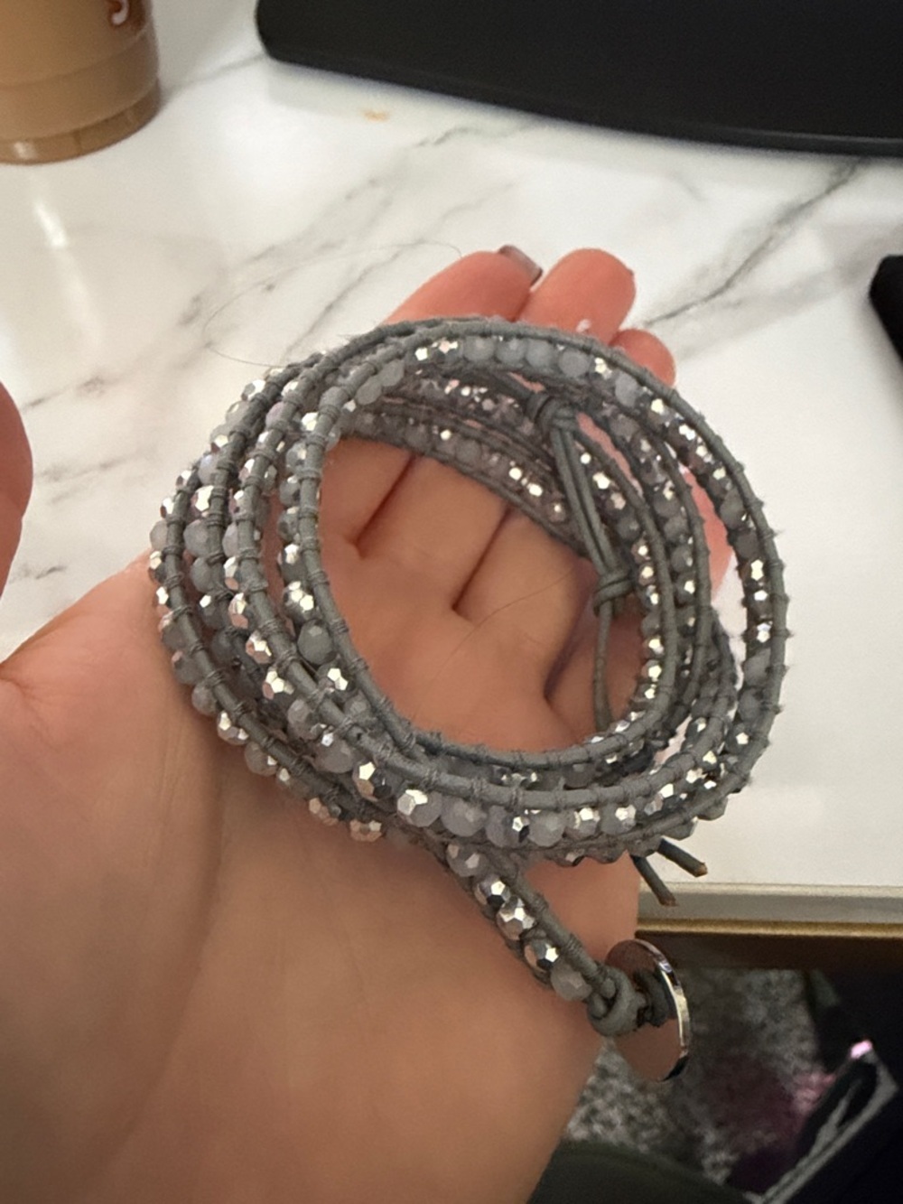 Victoria Emerson Gray Beaded Wrap Bracelet with Sparkle Accents - Picture 5 of 7
